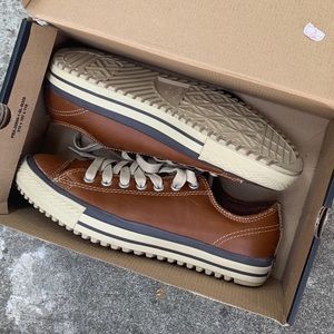 Tan pleather converse
